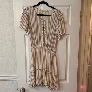 Abercrombie & Fitch Beige Striped Midi Dress